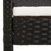  fekete polyrattan kerti pad párnával 105 cm