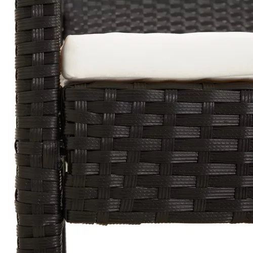  fekete polyrattan kerti pad párnával 105 cm
