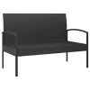  fekete polyrattan kerti pad párnával 105 cm