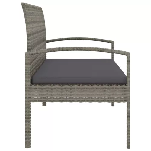  szürke polyrattan kerti pad párnával 105 cm