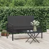  fekete polyrattan kerti pad párnával 105 cm