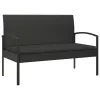  fekete polyrattan kerti pad párnával 105 cm