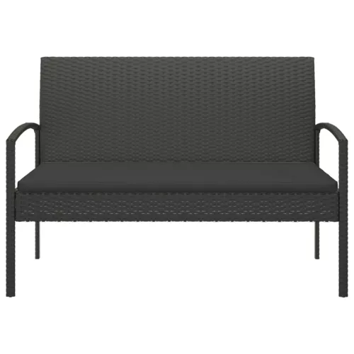  fekete polyrattan kerti pad párnával 105 cm