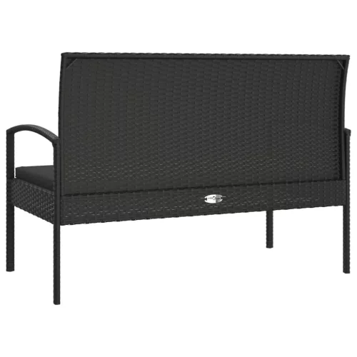  fekete polyrattan kerti pad párnával 105 cm