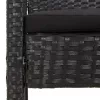  fekete polyrattan kerti pad párnával 105 cm