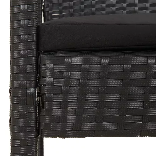  fekete polyrattan kerti pad párnával 105 cm