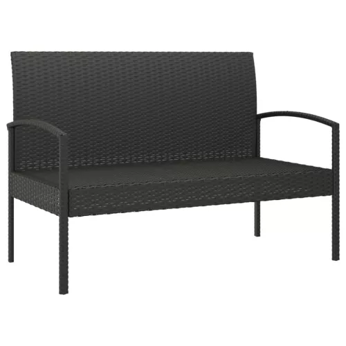  fekete polyrattan kerti pad párnával 105 cm