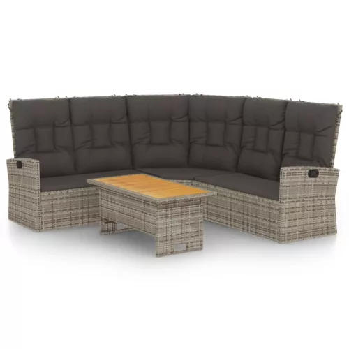  2 részes szürke polyrattan kerti ülőgarnitúra párnákkal