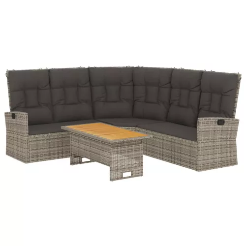  2 részes szürke polyrattan kerti ülőgarnitúra párnákkal