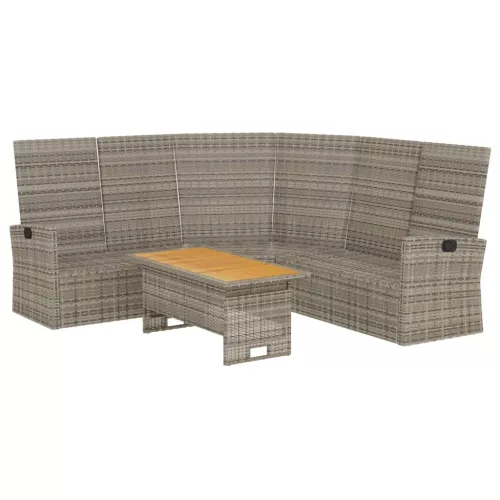  2 részes szürke polyrattan kerti ülőgarnitúra párnákkal