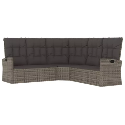  2 részes szürke polyrattan kerti ülőgarnitúra párnákkal