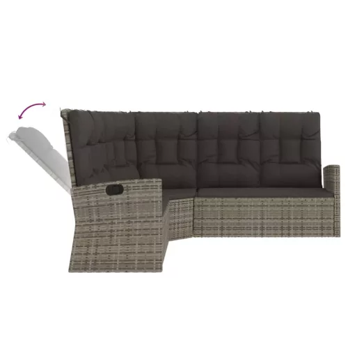  2 részes szürke polyrattan kerti ülőgarnitúra párnákkal