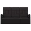  fekete polyrattan dönthető kerti pad párnával 173 cm