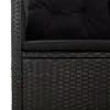  fekete polyrattan dönthető kerti pad párnával 173 cm