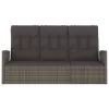  szürke polyrattan dönthető kerti pad párnával 173 cm
