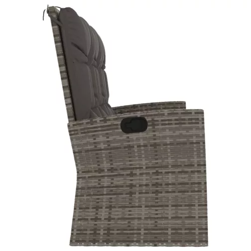  szürke polyrattan dönthető kerti pad párnával 173 cm