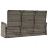  szürke polyrattan dönthető kerti pad párnával 173 cm