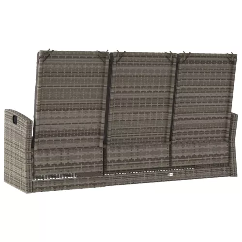  szürke polyrattan dönthető kerti pad párnával 173 cm