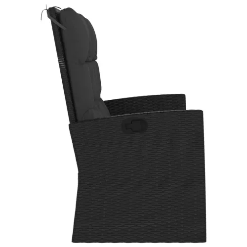  fekete polyrattan dönthető kerti pad párnával 118 cm