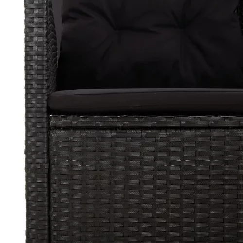  fekete polyrattan dönthető kerti pad párnával 118 cm