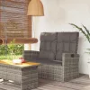  szürke polyrattan dönthető kerti pad párnákkal 118 cm