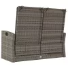  szürke polyrattan dönthető kerti pad párnákkal 118 cm