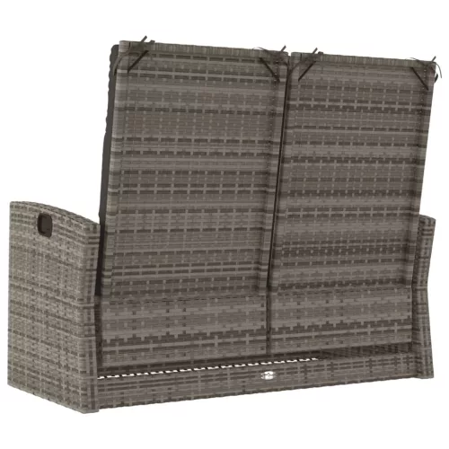  szürke polyrattan dönthető kerti pad párnákkal 118 cm