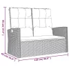  szürke polyrattan dönthető kerti pad párnákkal 118 cm