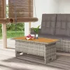  szürke tömör akácfa és polirattan kerti asztal 100x50x43/63 cm