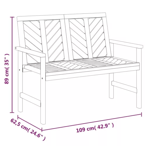  tömör akácfa kerti pad 109 cm