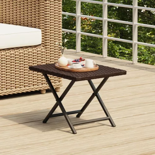  barna összecsukható polyrattan asztal 45x35x32 cm
