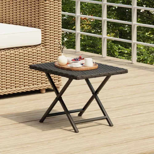  fekete összecsukható polyrattan asztal 45 x 35 x 32 cm