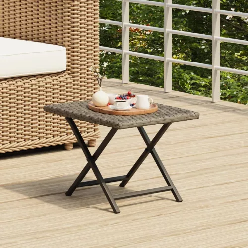  szürke összecsukható polyrattan asztal 45x35x32 cm