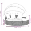  fekete polyrattan kültéri napozóágy napellenzővel és párnákkal