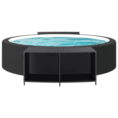  2 db fekete polyrattan tárolópolc