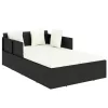  fekete polyrattan napozóágy párnával 182 x 118 x 63 cm