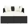  fekete polyrattan napozóágy párnával 182 x 118 x 63 cm