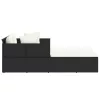  fekete polyrattan napozóágy párnával 182 x 118 x 63 cm