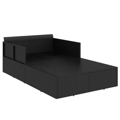  fekete polyrattan napozóágy párnával 182 x 118 x 63 cm