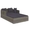  szürke polyrattan napozóágy párnával 182 x 118 x 63 cm