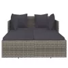  szürke polyrattan napozóágy párnával 182 x 118 x 63 cm