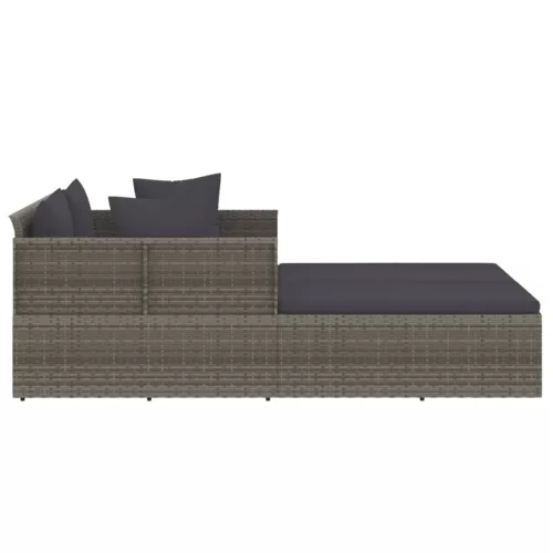 szürke polyrattan napozóágy párnával 182 x 118 x 63 cm
