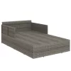  szürke polyrattan napozóágy párnával 182 x 118 x 63 cm