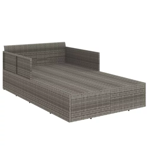  szürke polyrattan napozóágy párnával 182 x 118 x 63 cm