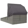  szürke polyrattan napágy összecsukható tetővel 200x114x128 cm