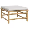  3 részes bambusz kerti ülőgarnitúra világosszürke párnákkal