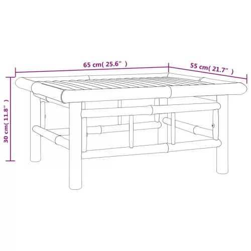  bambusz kerti asztal 65 x 55 x 30 cm