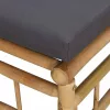  bambusz kerti középső kanapé sötétszürke párnákkal