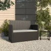  fekete polyrattan kerti pad párnákkal 105 cm