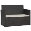  fekete polyrattan kerti pad párnákkal 105 cm